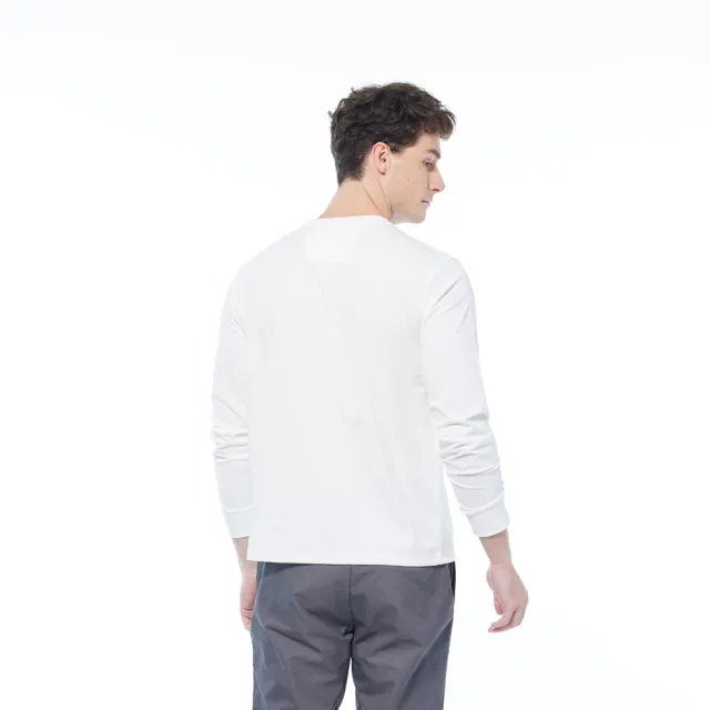 【NAUTICA】男裝 涼感抑菌海鱒魚圖騰長袖T恤(白色)