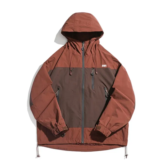 【米蘭精品】現貨+預購 衝鋒衣防風夾克(寬鬆拼色連帽衝鋒衣男外套2色74iz19)