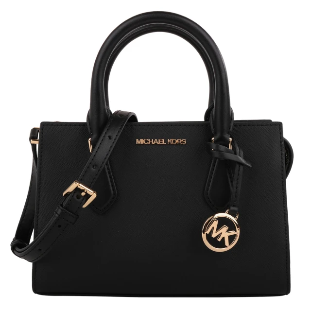 Michael Kors 金字防刮手提/斜背三層包(素面黑/小)