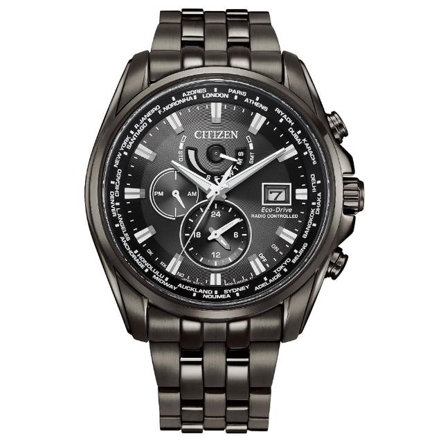 【CITIZEN 星辰】GENTS 超越無限電波光動能男錶-黑/44.3mm 禮物(AT9127-80E)送禮