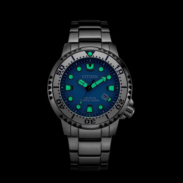 【CITIZEN 星辰】Promaster 水鬼光動能潛水錶-藍x銀/44mm 禮物(BN0165-55L)送禮