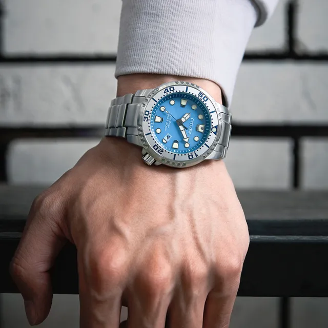 【CITIZEN 星辰】Promaster 水鬼光動能潛水錶-藍x銀/44mm 禮物(BN0165-55L)送禮