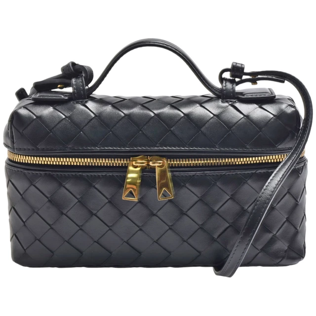 BOTTEGA VENETA 寶緹嘉 Bang Bang系列Intrecciato經典編織小牛皮手提斜背化妝包(黑色789109-V3IV1-8425)