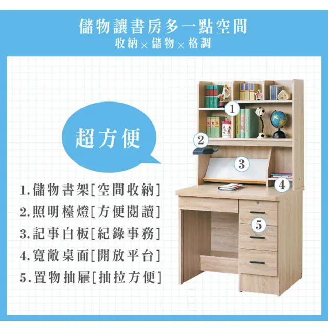 【ASSARI】3尺卡利木芯板四抽書桌全組(寬90x深57x高165cm)