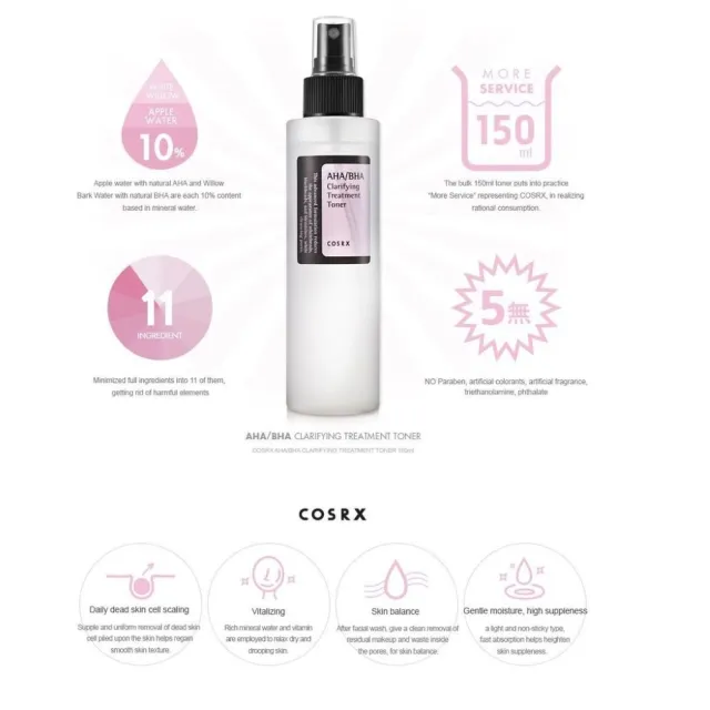 【COSRX】AHA BHA皮脂角質護理淨膚爽膚水 150ml(三重效果的酸性爽膚水)
