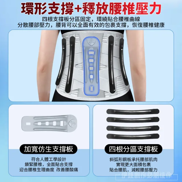 【HONBO】彈力雙重加壓透氣護腰帶 仿生鋼板支撐腰帶 束腰帶