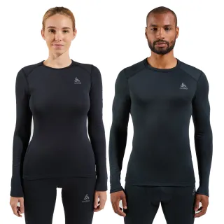 【ODLO官方直營】男 女 ECO 銀離子 基礎 保暖型 圓領 長袖上衣 黑(吸濕排汗 抑菌抗臭 底層衣 滑雪 雪季)