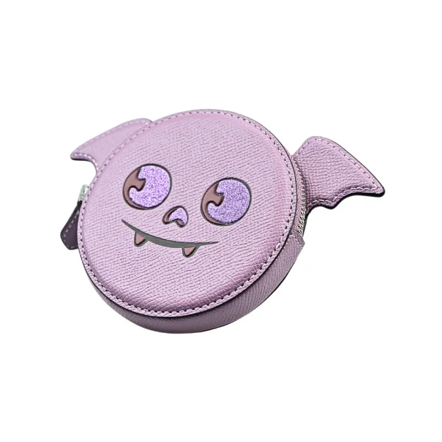 【COACH】萬聖節限定紫耦色蝙蝠造型圓餅零錢包