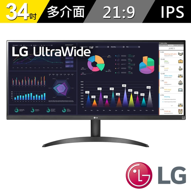 LG 樂金 34WQ500 34型 IPS 21:9 100Hz多工螢幕(HDR 400/FreeSync/1ms MBR)