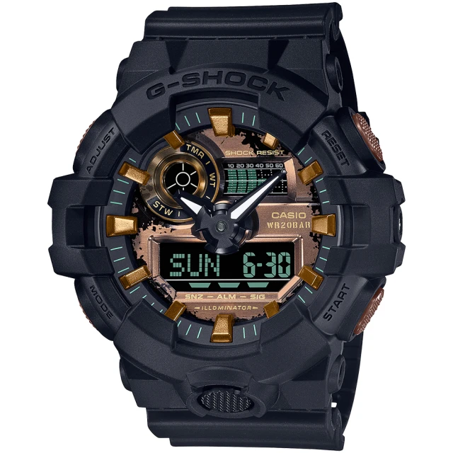 CASIO 卡西歐 G-SHOCK 鏽鐵魅力雙顯手錶(GA-700RC-1A)