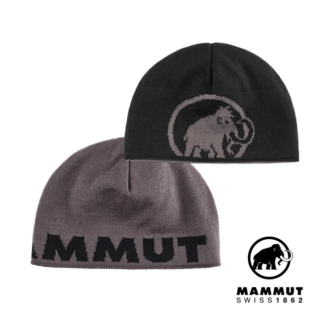 Mammut 長毛象 Mammut Logo Beanie 正反兩用保暖針織LOGO羊毛帽 鋼鐵灰/黑 #1191-04891