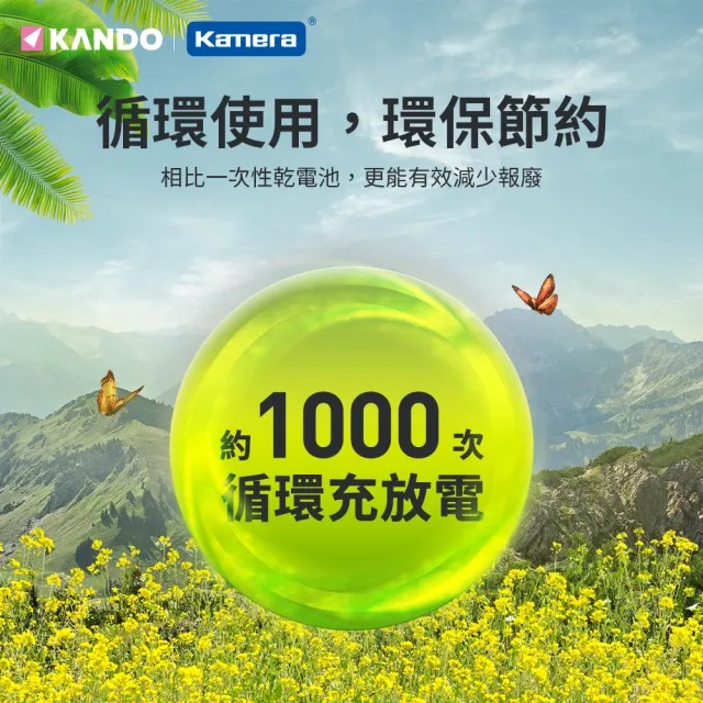 【Kamera 佳美能】12入 4號充電電池 低自放 鎳氫電池(KA-4LSD/1000mAh)