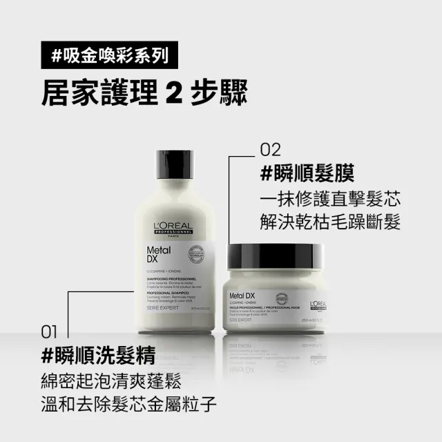 【L’OREAL 巴黎萊雅PRO】絲漾博吸金喚彩洗潤組(洗髮精+髮膜)