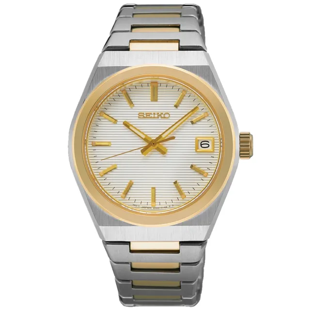 【SEIKO 精工】CS系列 簡約時尚 橫條紋女錶 -34mm 雙色(SUR578P1/6N42-00N0KS)