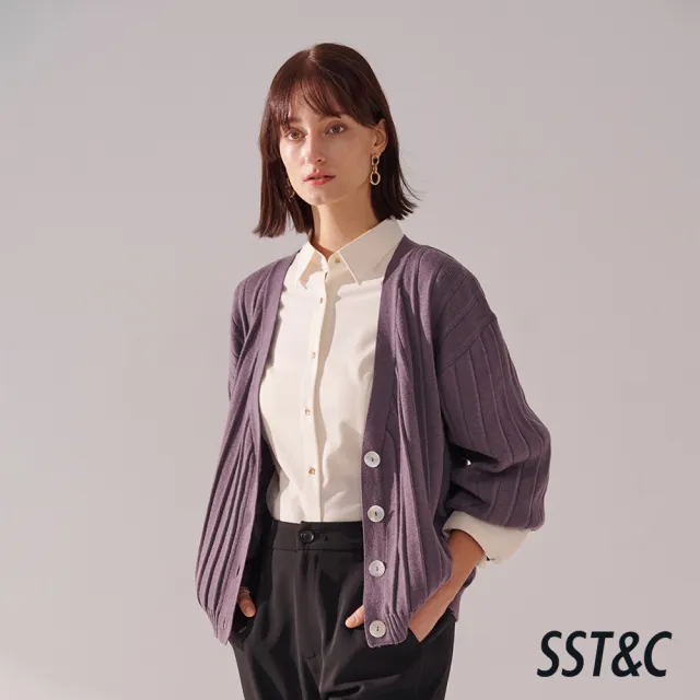 【SST&C】女裝 灰紫開襟針織外套01182410003(換季55折)