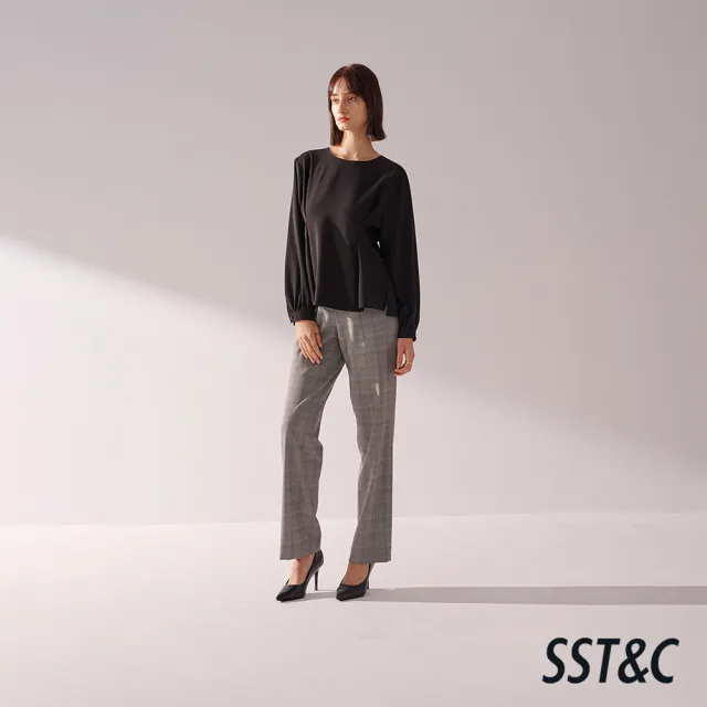 【SST&C】女裝 黑色圓領壓褶套頭上著01082410006(換季55折)