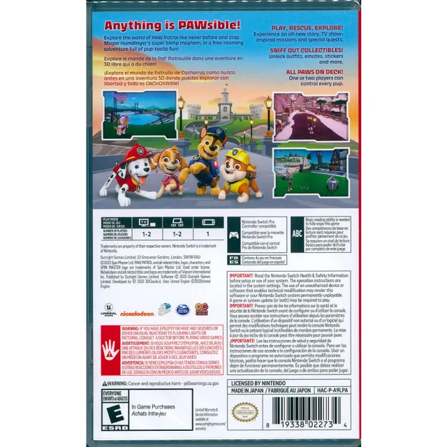 【Nintendo 任天堂】NS Switch 汪汪隊立大功世界 PAW Patrol World(中英日文美版)