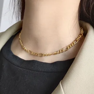 【LEESA】龐克項鍊\金項鍊\脖鏈\頸鏈\choker\子母項鍊\疊戴項鍊\日系項鍊\短項鍊\純銀項鍊