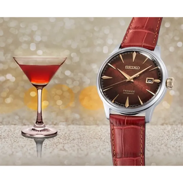 【SEIKO 精工】PRESAGE 限量款70週年石榴蜂蜜調酒師機械錶/40.5mm 父親節 (4R35-01T0R SRPL21J1)