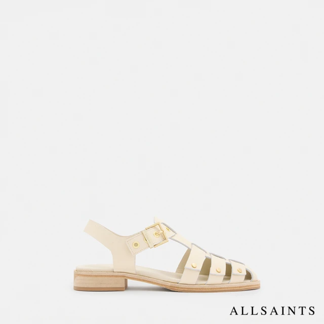 ALLSAINTSALLSAINTS NELLY 鉚釘平底涼鞋Parchment White W028FA(女款)