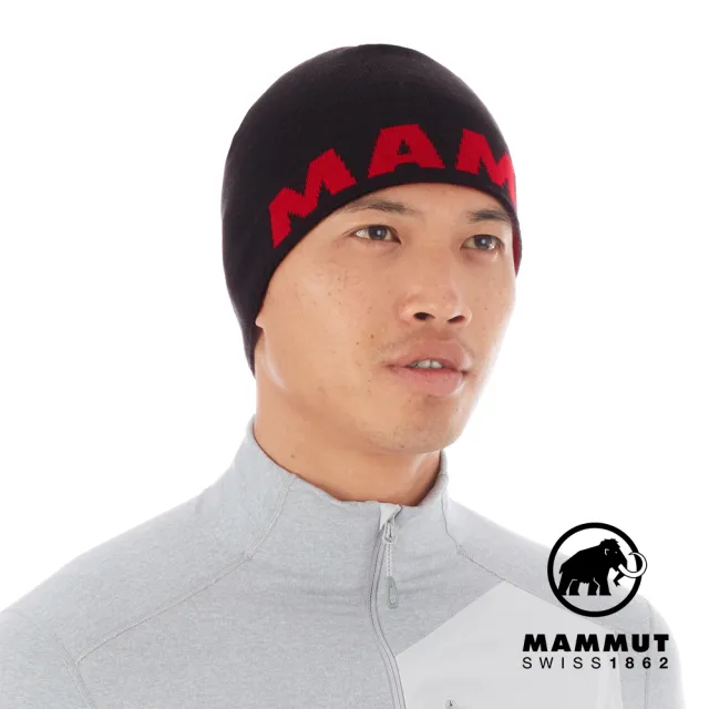 【Mammut 長毛象】Mammut Logo Beanie 正反兩用保暖針織LOGO羊毛帽 黑色 #1191-04891