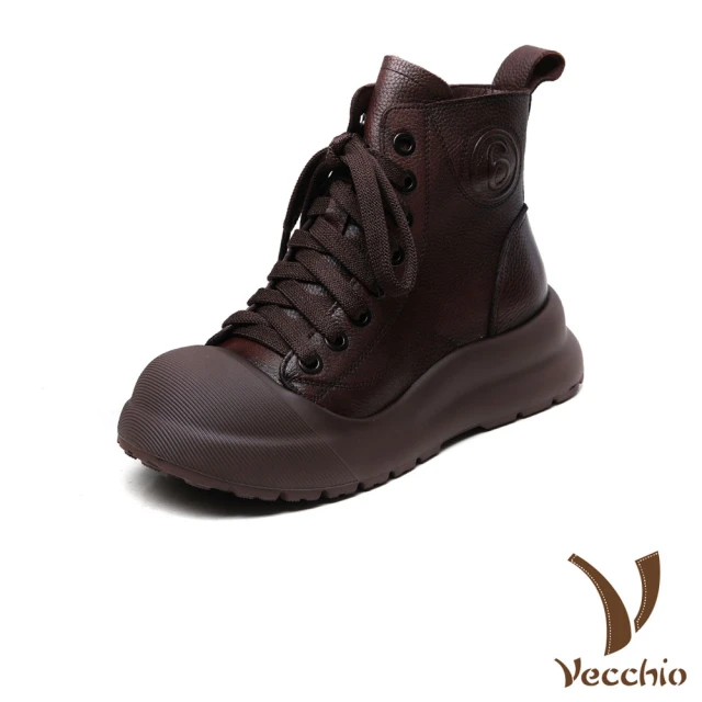 Vecchio 真皮中筒靴 粗跟中筒靴/真皮頭層牛皮經典復古