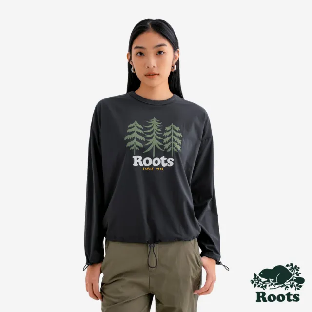 【Roots】Roots女裝- FOREST 圓領上衣(鐵灰色)