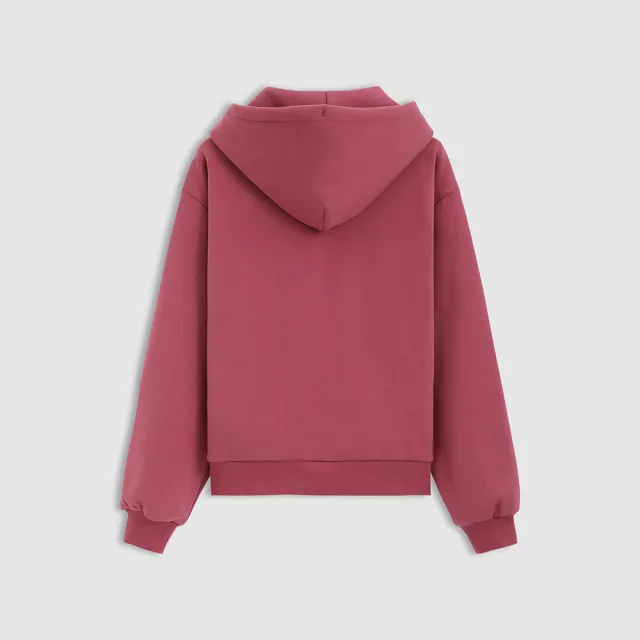 【GAP】女裝 Logo刷毛連帽外套-玫紅色(632621)