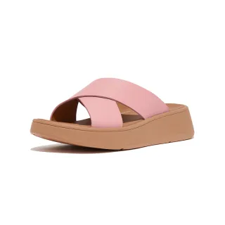 【FitFlop】F-MODE 簡約皮革交叉厚底涼鞋-女(柔粉色)