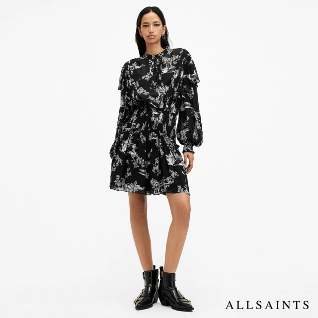 ALLSAINTS AUBREY 印花短洋裝MARIA BLACK W038DB(常規版型)