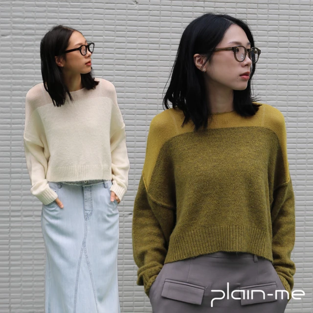 plain-me 雙11 SAAKO 簍空切線針織短上衣 SAA0317-242(女款 共3色 長袖 休閒上衣 針織)