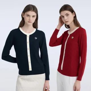 【ILEY 伊蕾】撞色舒適羊毛針織上衣(兩色；M-2L；1244455001)