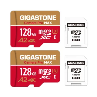【GIGASTONE 立達】Camera Pro MAX microSDXC UHS-Ⅰ U3 A2 4K 128GB錄影監控記憶卡-2入組(網路攝影機)