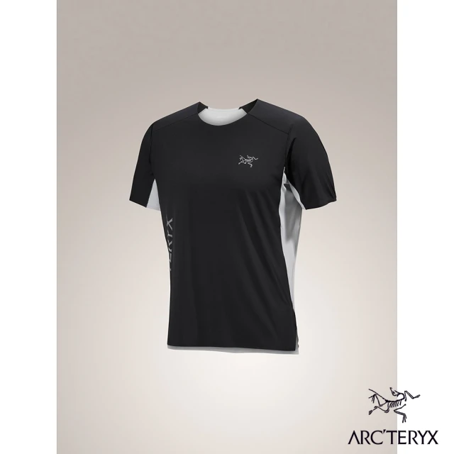 Arcteryx 始祖鳥 男 Norvan Logo 快乾短袖圓領衫(黑/沉靜灰)