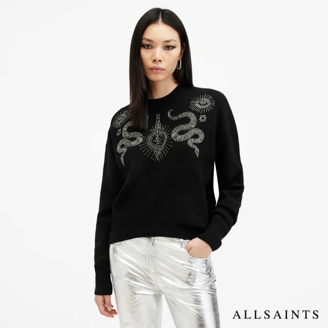 【ALLSAINTS】SERPENT 羊毛針織上衣Black W122KB(常規版型)