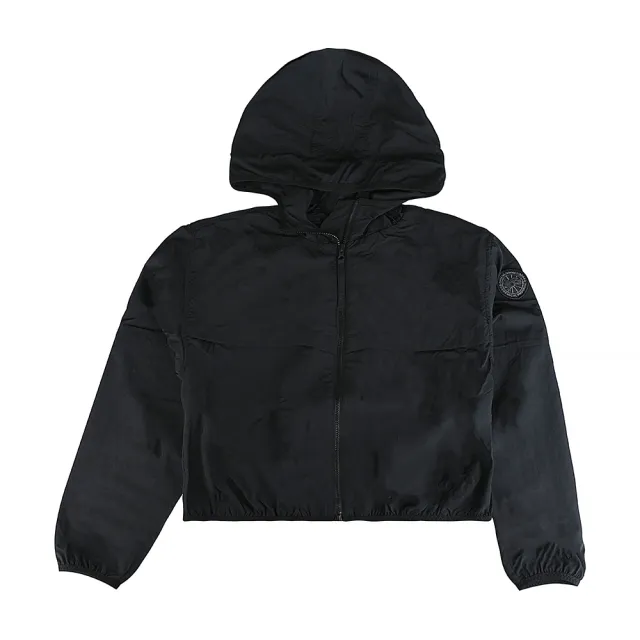 【CANADA GOOSE】CANADA GOOSE左側北極圈地形圓標LOGO刺繡設計尼龍連帽外套(女款/黑)