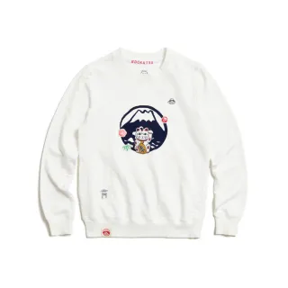 【EDWIN】江戶勝 女裝 經典招財貓厚長袖T恤(米白色)