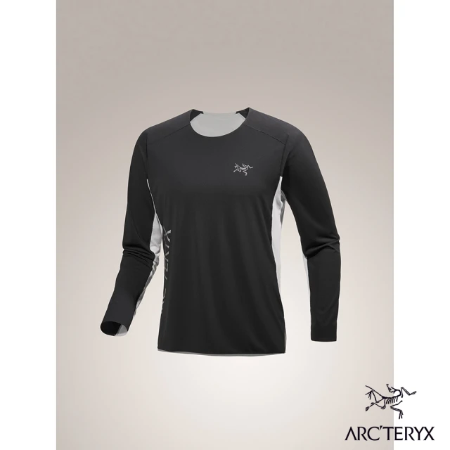 Arcteryx 始祖鳥 男 Norvan Logo 快乾長袖圓領衫(黑/沉靜灰)