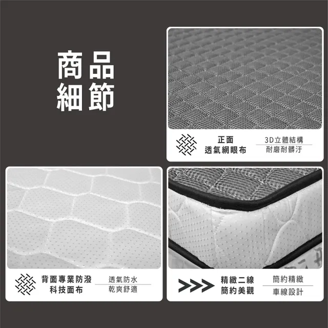 【ASSARI】單人3M防潑水3D透氣雙面可睡12cm日式床墊3x6.2尺x12cm