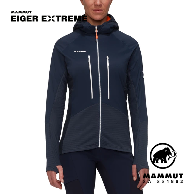 Mammut 長毛象 Eiger NordwandML Hybrid Hooded W 極限艾格防潑水中層連帽外套 夜藍 女款 #1014-05590