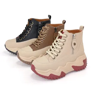 【Robinlo】真皮厚底復古焦糖韓系休閒靴短靴JODI(摩卡棕/復古黑/奶茶棕)