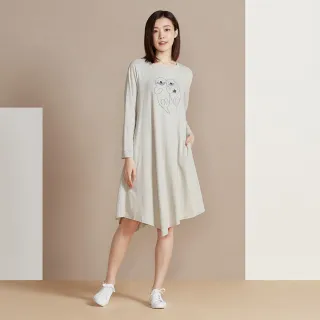 【YVONNE 以旺傢飾】出清品 牽手海獺網印長袖洋裝(網路限定)