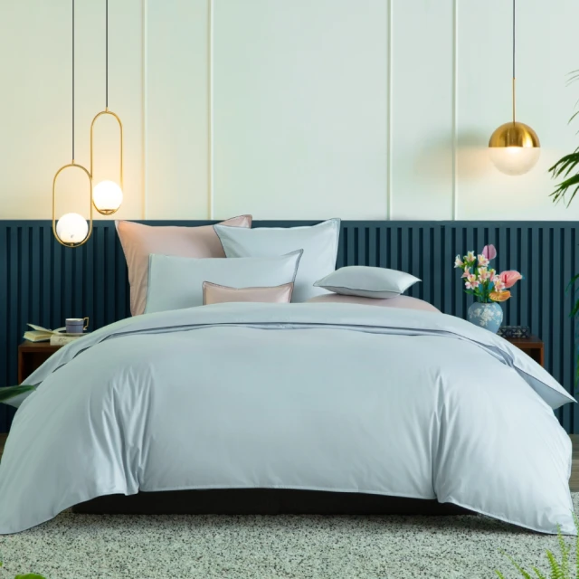 WEDGWOOD 500織長纖棉 被套1入Solid Color簡約系列細滾繩款 冰藍(百貨款加大 240x210cm)