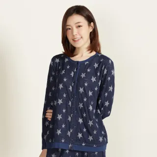 【YVONNE 以旺傢飾】出清品 星星提花開襟長袖上衣(網路限定)