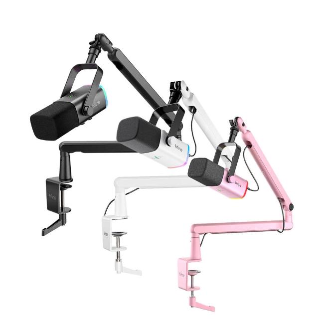 【FIFINE】FIFINE 錄音室等級USB/XLR動圈式RGB直播麥克風懸臂組(TAM8)