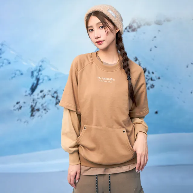 【MAJOR MADE】假兩件雙色拼接大學T(素T/拼接/大學T)