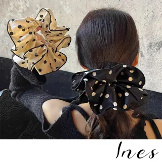 【INES】波點髮圈/韓國設計經典法式復古波點大腸圈 髮圈 髮繩(2色任選)