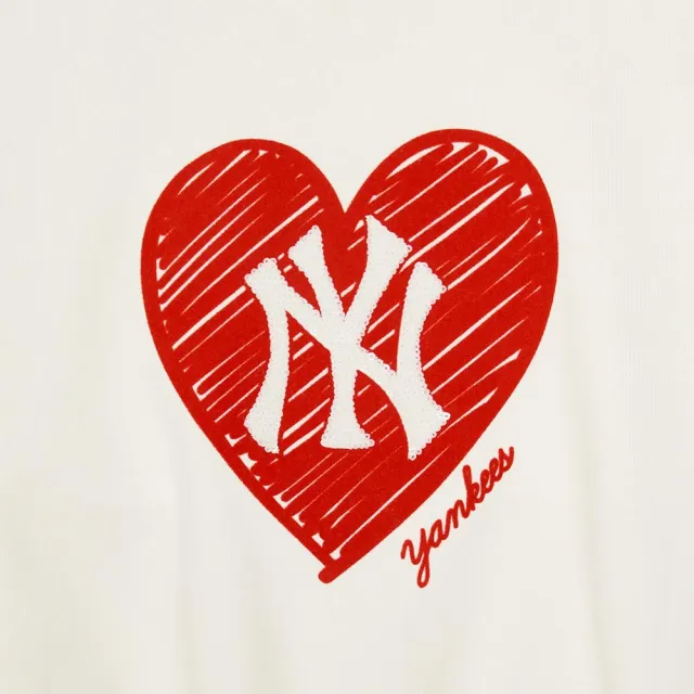 【MLB】童裝 大學T Heart系列 紐約洋基隊(7FMTH0344-50CRS)
