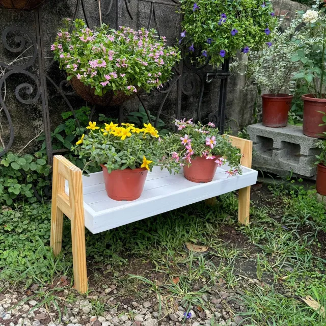 【沃克嚴選】實木雙色花架 73x25x34cm 1入(花架)