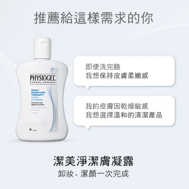 【PHYSIOGEL潔美淨 官方直營】潔膚凝露150ml(溫和清潔/卸妝)